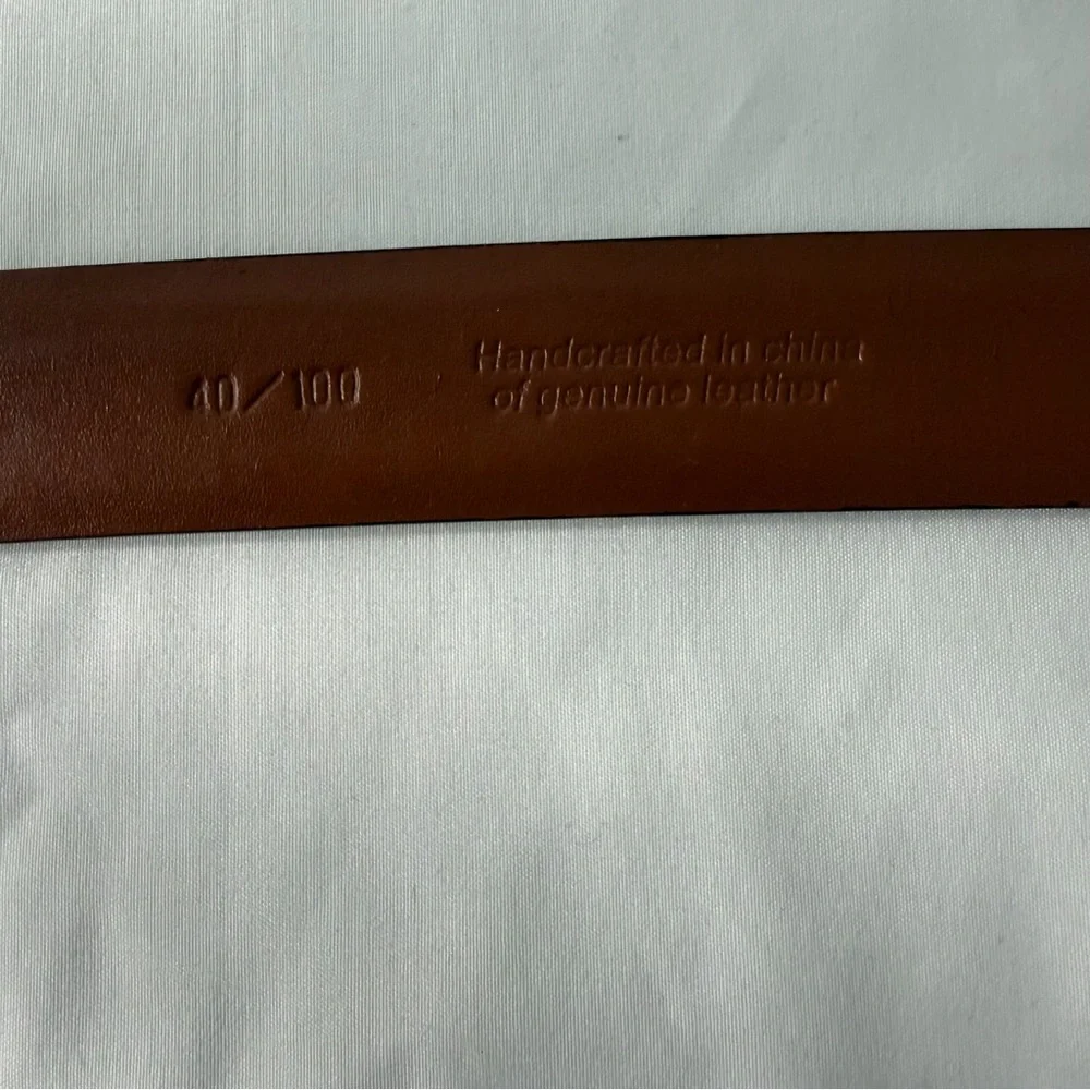 Men's Handcrafted Genuine Leather Brown Leather‎ Belt Silver Buckle
